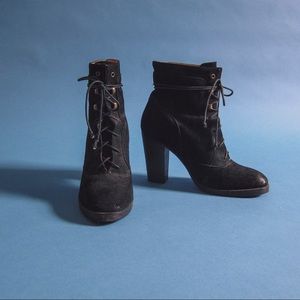 Billy Reid Black Suede Leather Heeled Ankle Boots 9.5